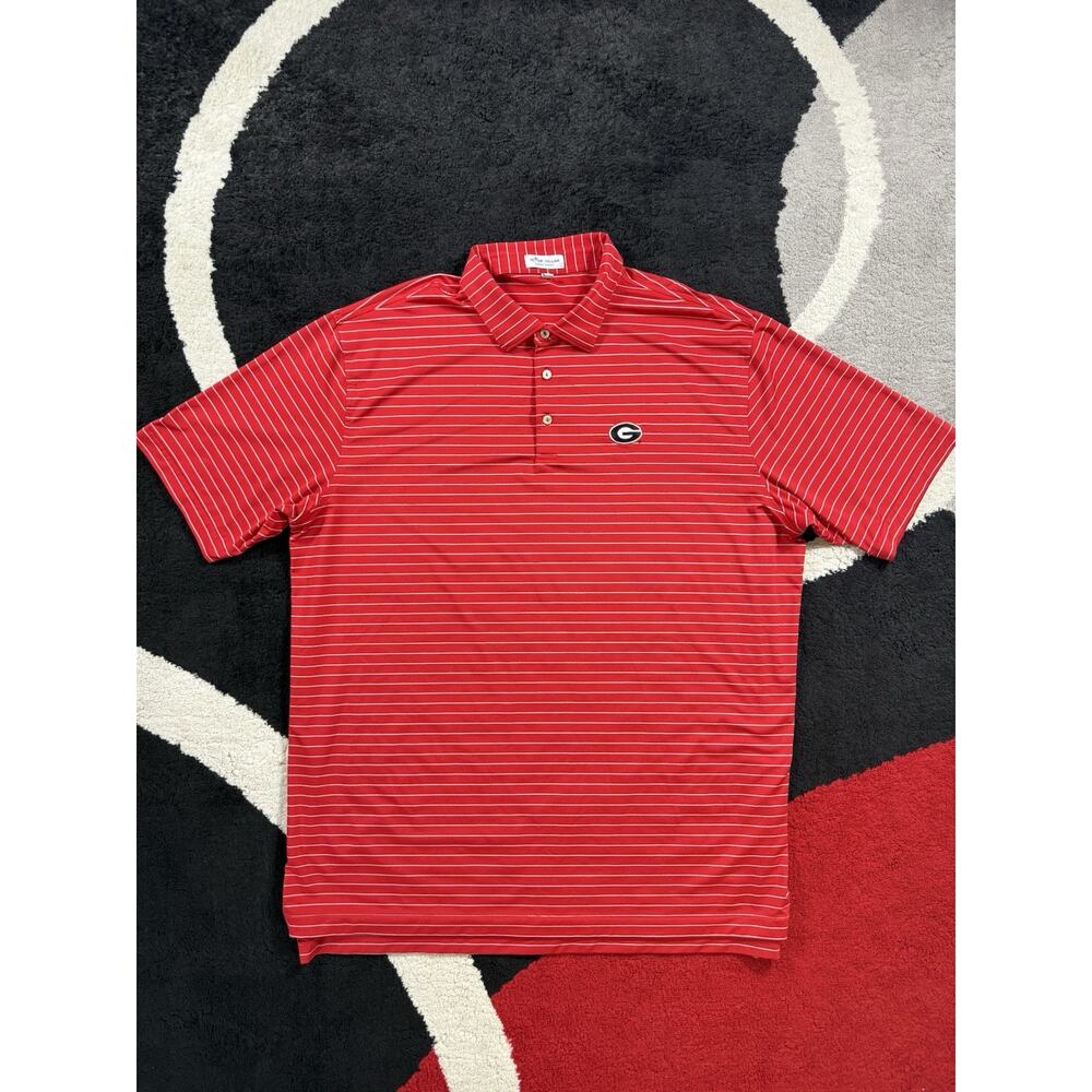 Peter Millar Polo Shirt Mens 2XL Red UGA Georgia Bulldogs Golf Performance